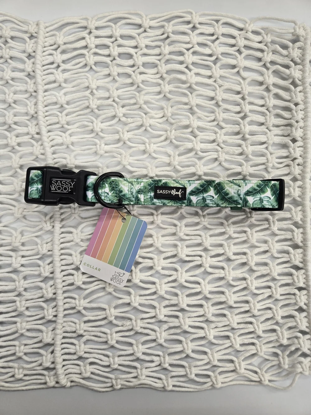 Sassy Woof Green Tropical Leaf Adjustable Dog Collar